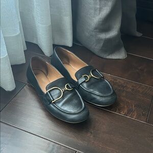 Geox Italian Black Gold Buckle Flats 38.5
